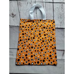 Halloween black orange white circle trick or treat bag handmade